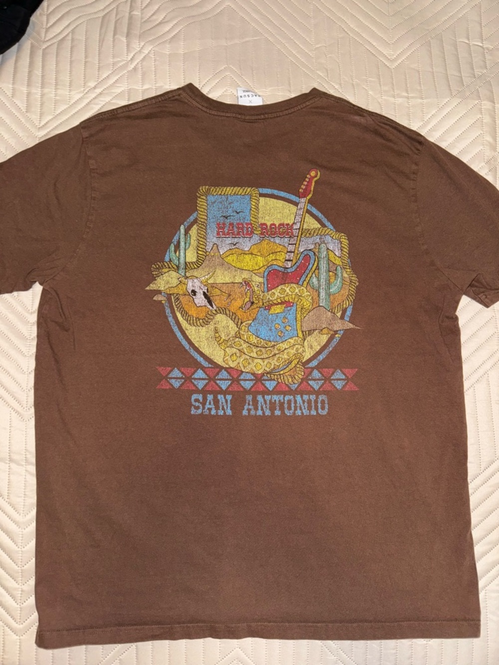Hard Rock Cafe Brown Tee with Blue and Yellow Logo